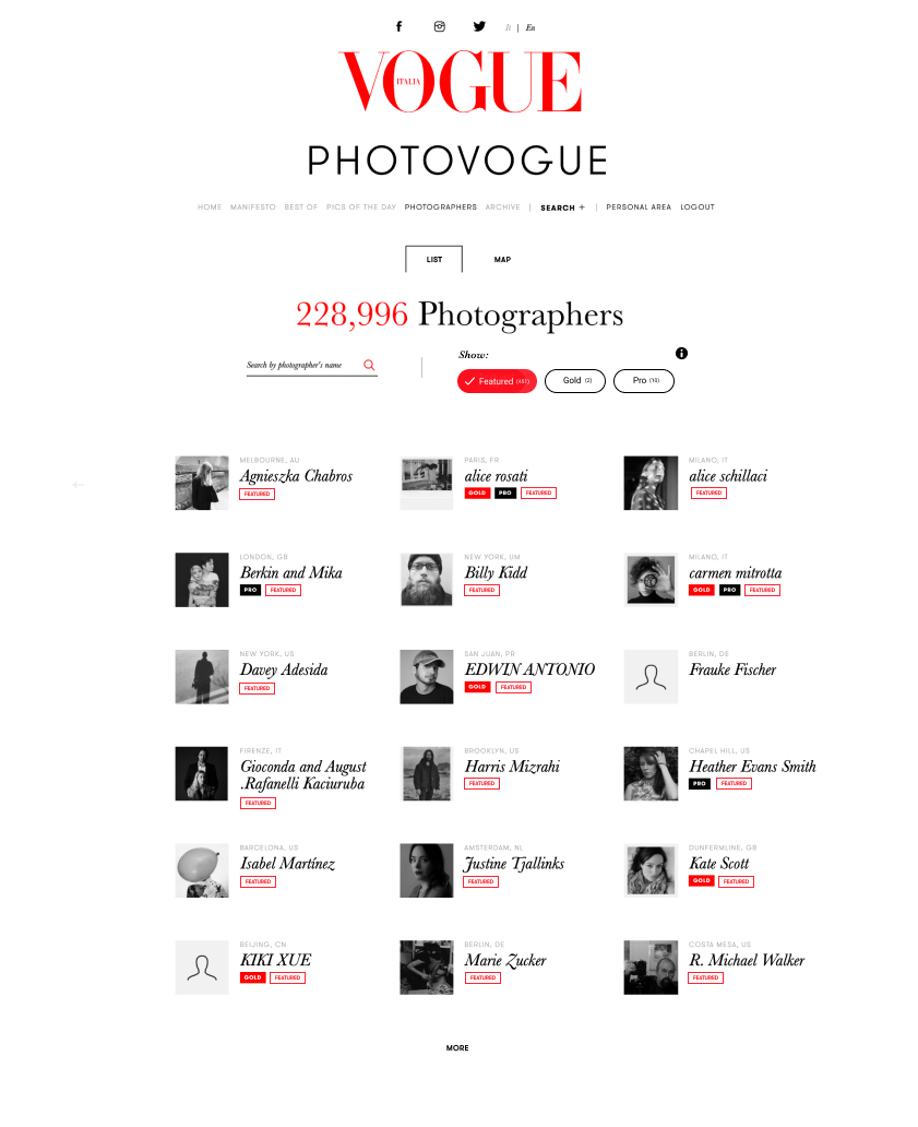 PhotoVogue — photographers list