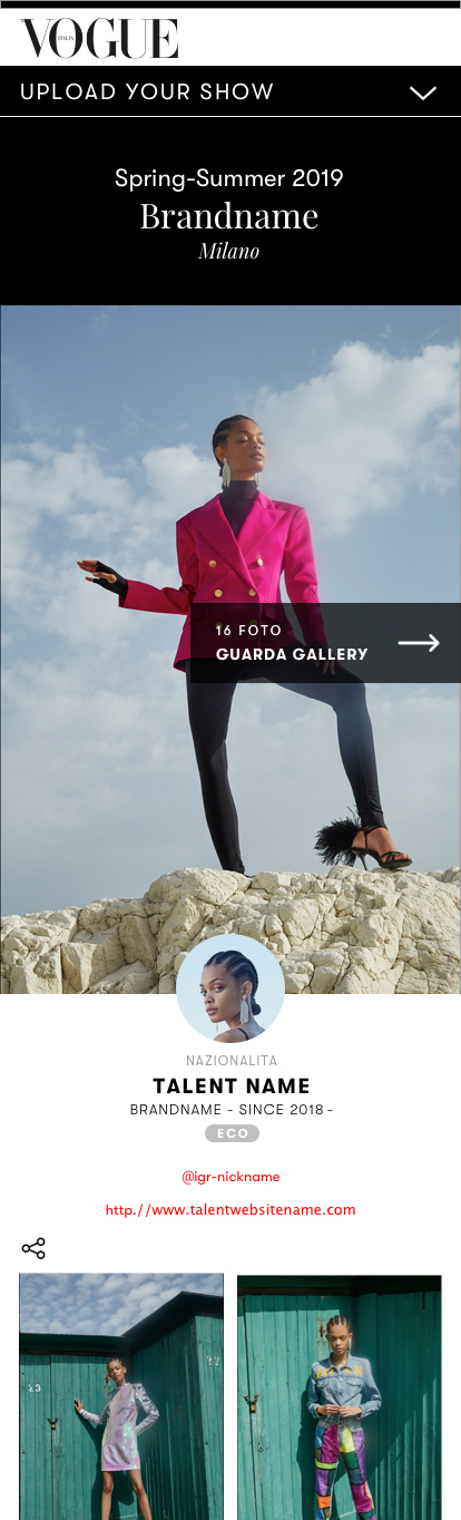 Vogue Italia — Upload Your Show, mobile