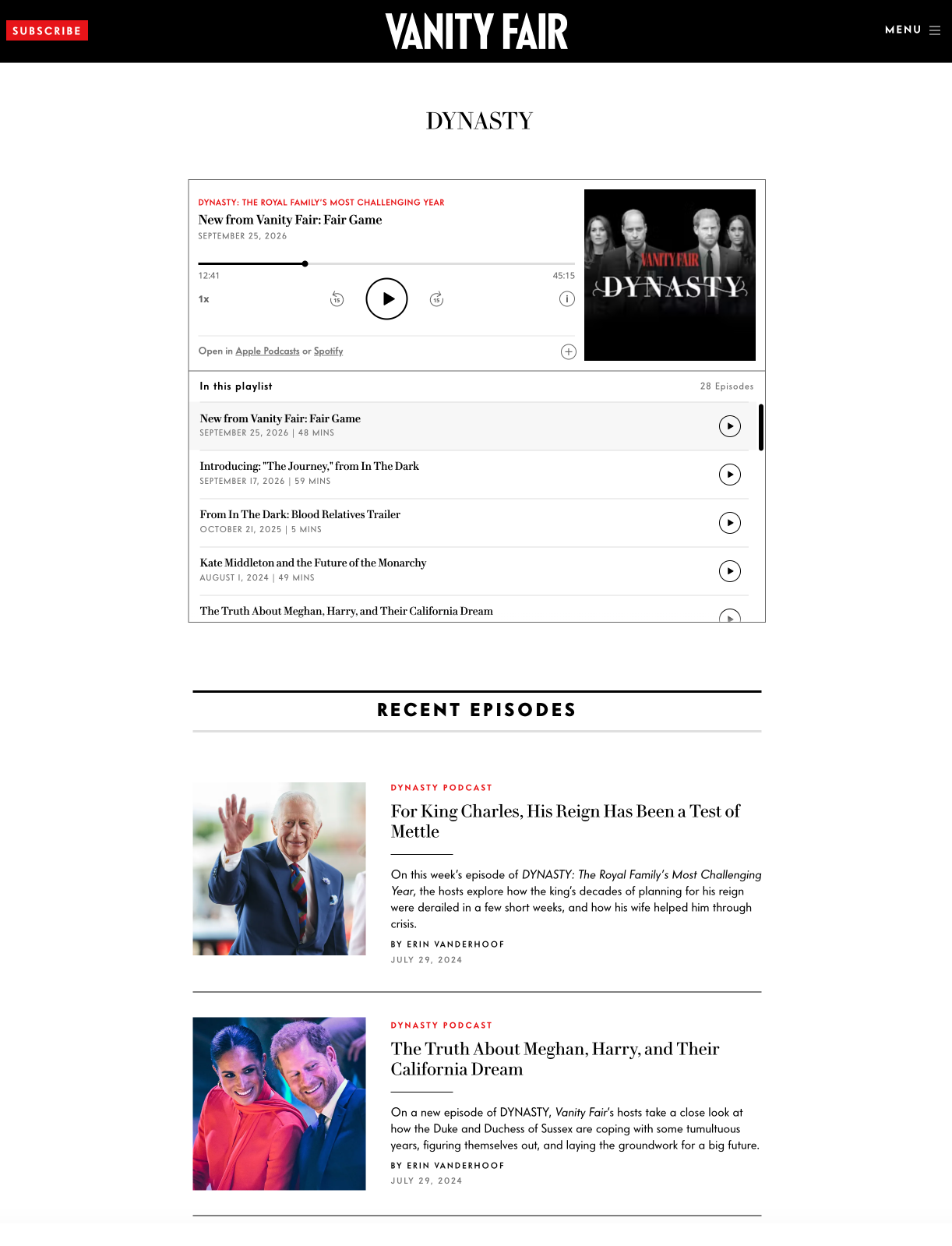 Podcast series page